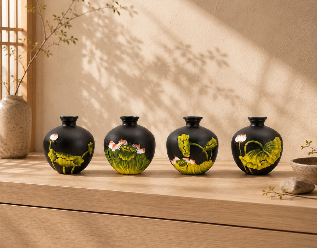 Hand‑Painted Lotus Pottery, Where Nature Blooms Within Your Home