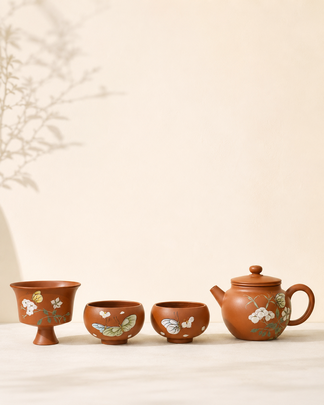 Butterfly Teapot and Three-Cup Set