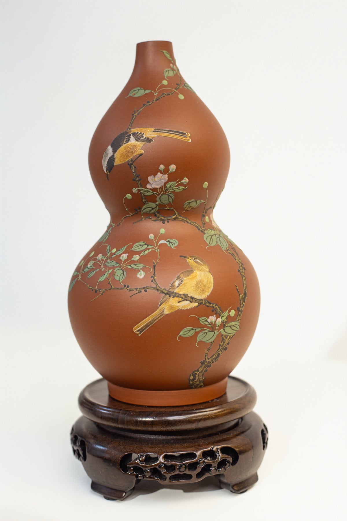 DJ Ceramic Vase-Bird and Flower