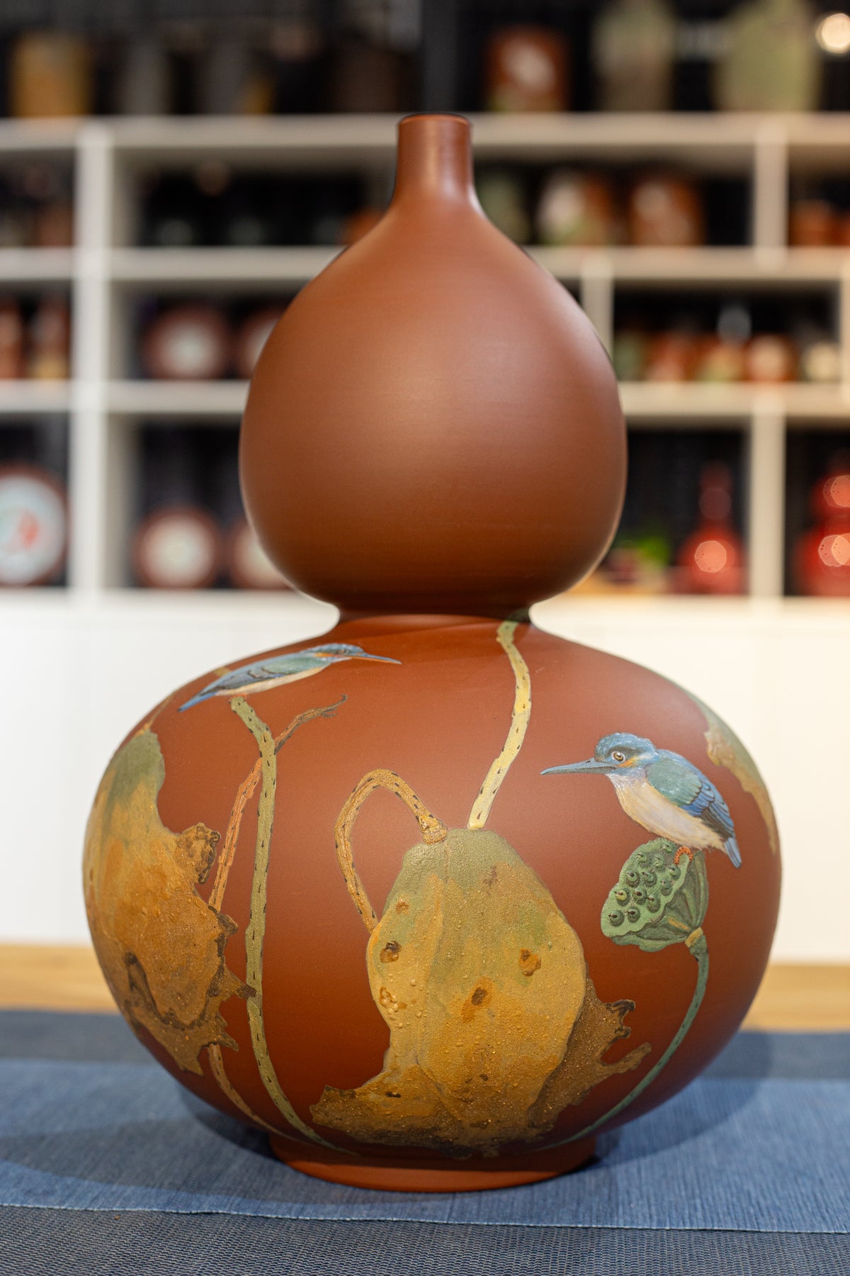 Vase en céramique OVARO-DJ (oiseau/lotus)