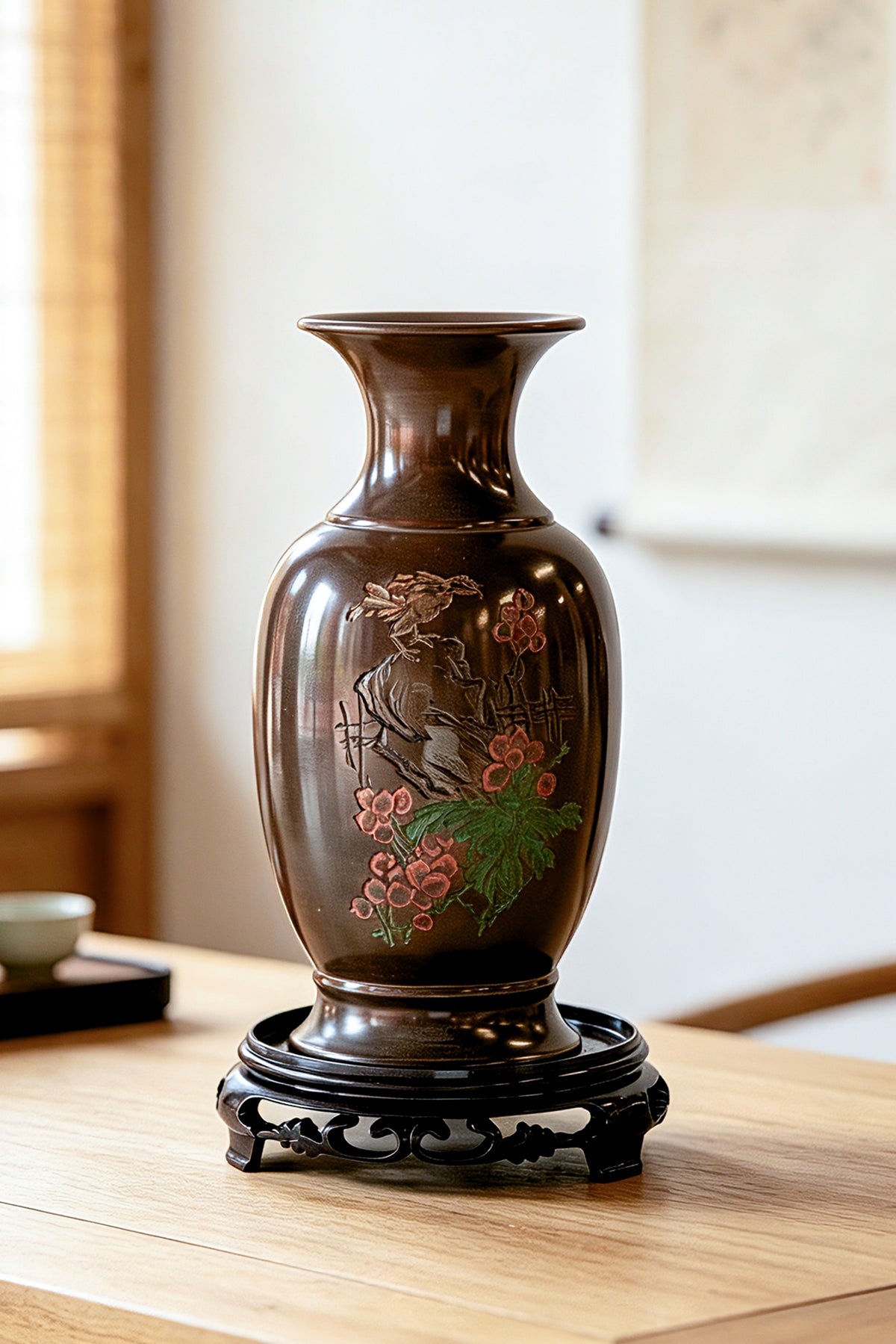 Bird-and-Flower Prosperity Ceramic Vase