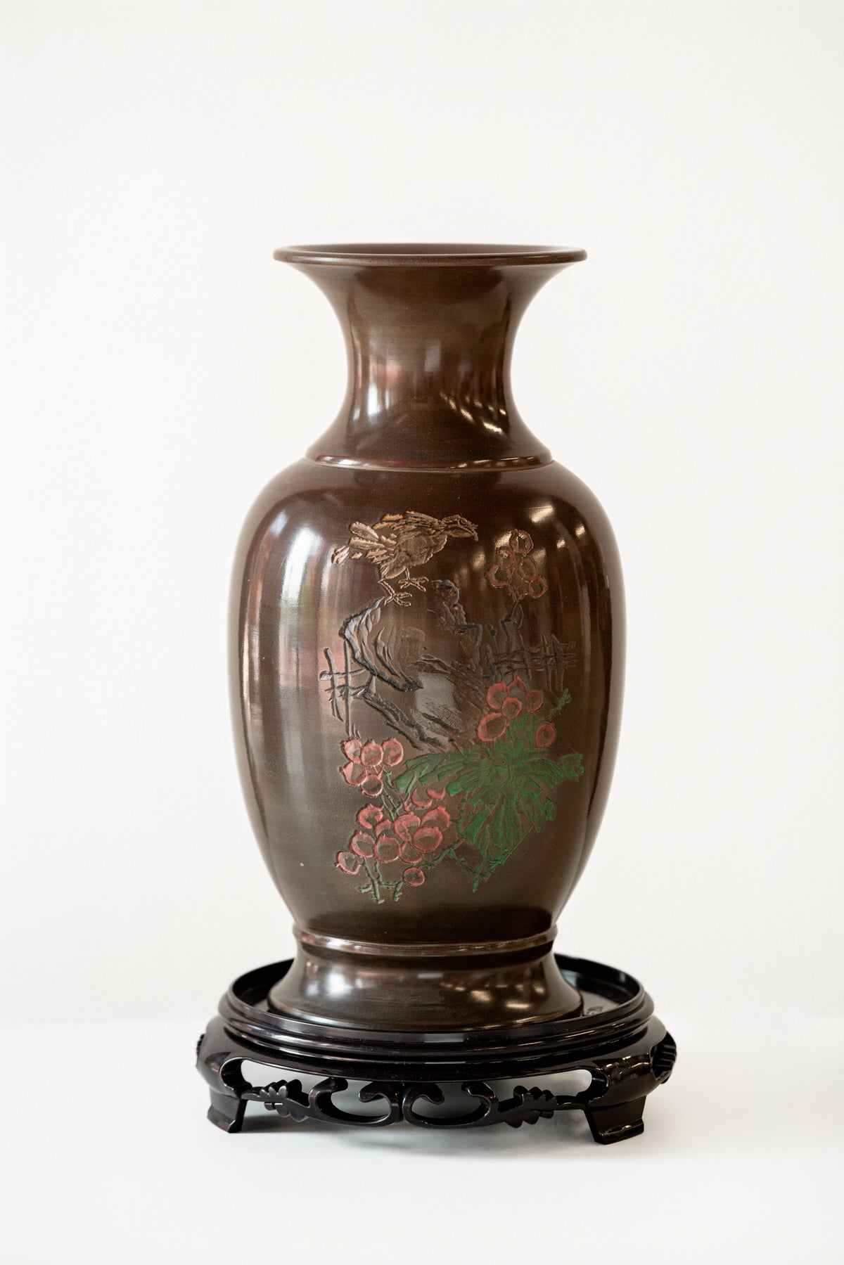 Bird-and-Flower Prosperity Ceramic Vase