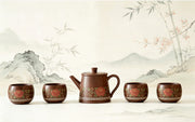 Teapot and Four-Cups Set - Peony Blossom