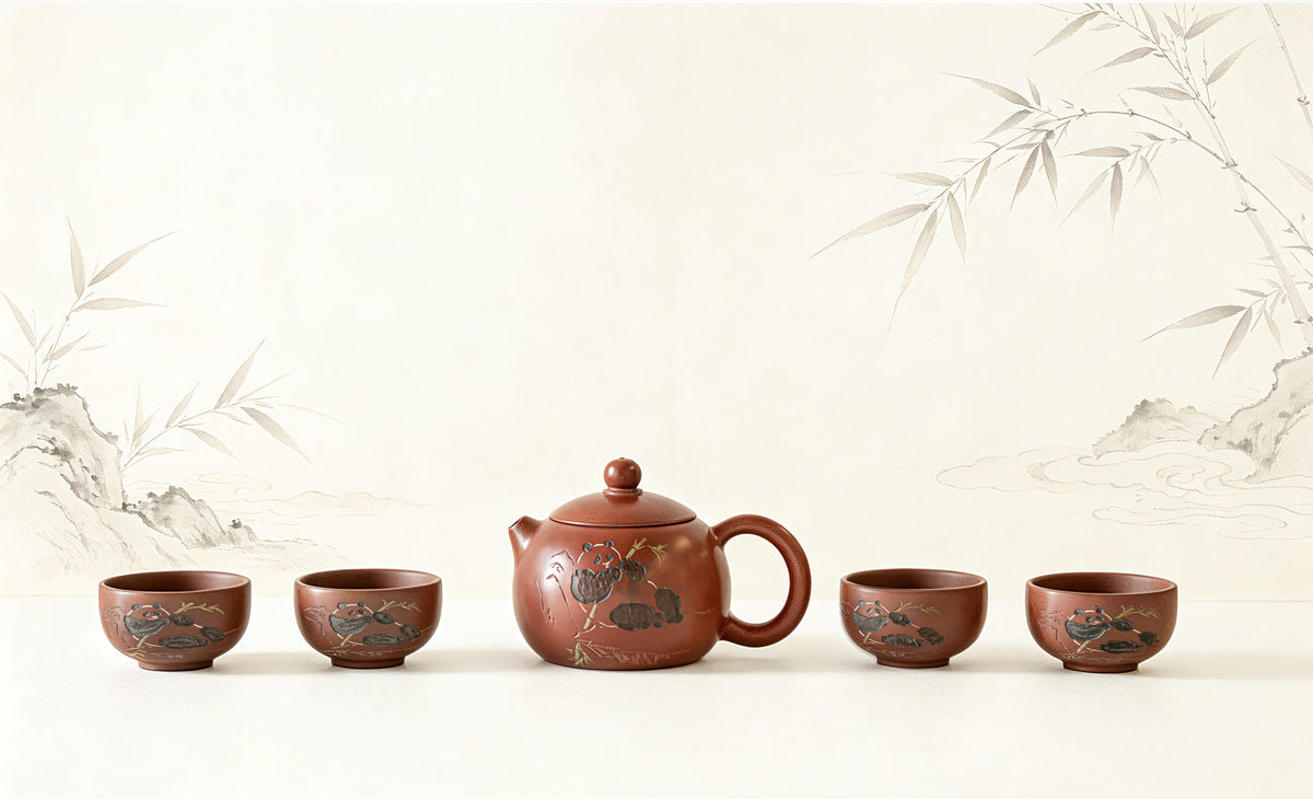 Teapot and Four-Cups Set - Panda