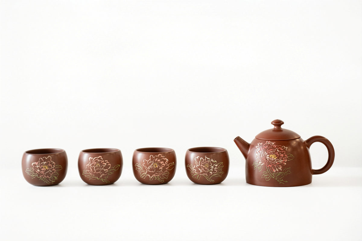 Teapot and Four-Cups Set - Flower