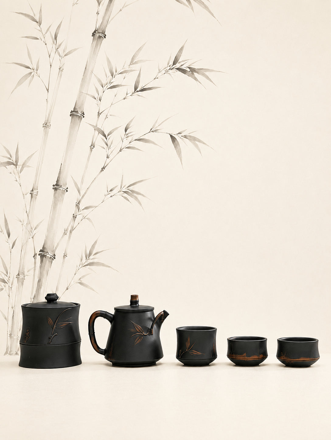 Bamboo Five-Piece Tea Set